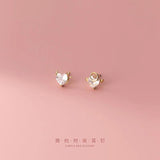 925 Silver CZ Heart Devil & Angel Wings Earrings