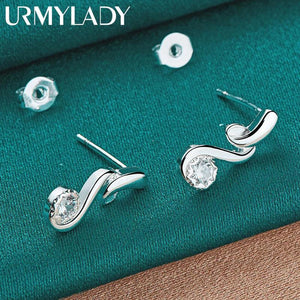 925 Silver Musical Note Zircon Earrings Charm Wedding Jewelry