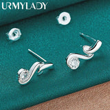925 Silver Musical Note Zircon Earrings Charm Wedding Jewelry