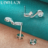 925 Silver Musical Note Zircon Earrings Charm Wedding Jewelry