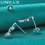 925 Silver Musical Note Zircon Earrings Charm Wedding Jewelry