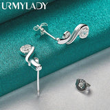 925 Silver Musical Note Zircon Earrings Charm Wedding Jewelry