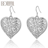 925 Silver Heart Flower Earrings Women Wedding Jewelry