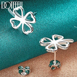 925 Silver Four-Leaf Clover Stud Earrings Wedding Charm Jewelry