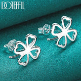 925 Silver Four-Leaf Clover Stud Earrings Wedding Charm Jewelry