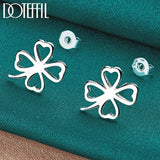 925 Silver Four-Leaf Clover Stud Earrings Wedding Charm Jewelry