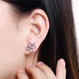 925 Silver Four-Leaf Clover Stud Earrings Wedding Charm Jewelry