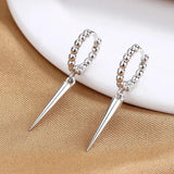925 Silver Drop Earrings Zircon Punk Retro Dangle Earring