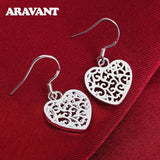 925 Silver Vintage Heart Drop Earrings Wedding Jewelry