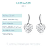 925 Silver Vintage Heart Drop Earrings Wedding Jewelry
