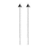 TrustDavis 925 Silver Triangle Linked Ear Line Earrings