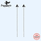 TrustDavis 925 Silver Triangle Linked Ear Line Earrings