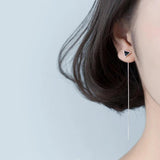 TrustDavis 925 Silver Triangle Linked Ear Line Earrings