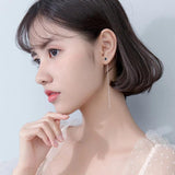 TrustDavis 925 Silver Triangle Linked Ear Line Earrings
