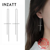 925 Silver Cross Drop Earrings Chain Tassel Fine Jewelry