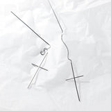 925 Silver Cross Drop Earrings Chain Tassel Fine Jewelry