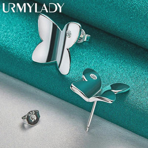 925 Sterling Silver Butterfly Zircon Earring Studs