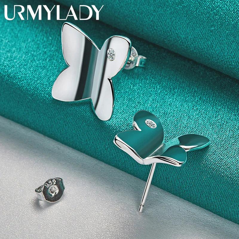 925 Sterling Silver Butterfly Zircon Earring Studs
