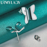 925 Sterling Silver Butterfly Zircon Earring Studs