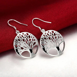 925 Silver Tree of Life Drop Earrings Wedding Jewelry