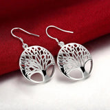 925 Silver Tree of Life Drop Earrings Wedding Jewelry