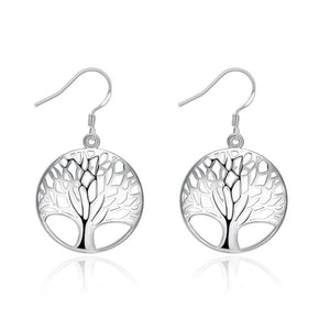 925 Silver Tree of Life Drop Earrings Wedding Jewelry
