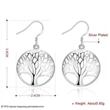 925 Silver Tree of Life Drop Earrings Wedding Jewelry