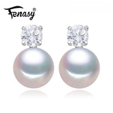 Freshwater Pearl Stud Earrings 925 Sterling Silver Wedding Jewelry