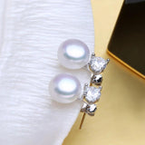 Freshwater Pearl Stud Earrings 925 Sterling Silver Wedding Jewelry