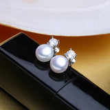 Freshwater Pearl Stud Earrings 925 Sterling Silver Wedding Jewelry