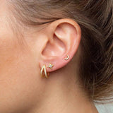 925 Silver Earrings Turquoise Zircon Double-row Hoops Women's Jewelry