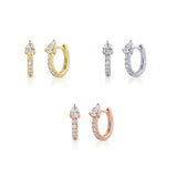 Silver 925 Hoop Earrings 18K for Women - Party Ear Piercing