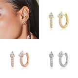 Silver 925 Hoop Earrings 18K for Women - Party Ear Piercing
