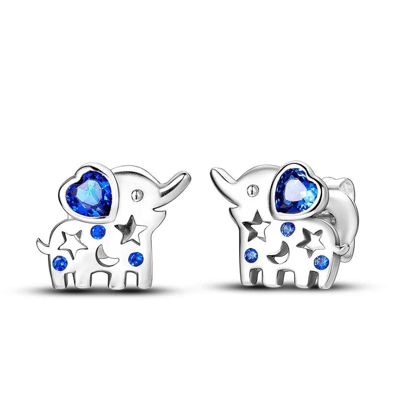 Sparkling Heart Stud Earrings 925 Silver for Women's Engagement Jewelry