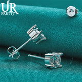 925 Silver Square Zircon Stud Earrings Wedding Party Jewelry