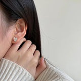 925 Silver Heart Earrings for Women Textured Design