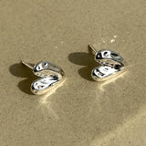 925 Silver Heart Earrings for Women Textured Design