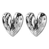 925 Silver Heart Earrings for Women Textured Design