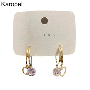 Zircon Crystal Smart Twin Love Earrings Silver Needle Sweet Earring Access.