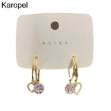 Zircon Crystal Smart Twin Love Earrings Silver Needle Sweet Earring Access.