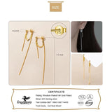 Davis Real 925 Sterling Silver Long Double Chain Stud Earrings For Women