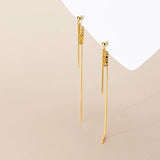 Davis Real 925 Sterling Silver Long Double Chain Stud Earrings For Women
