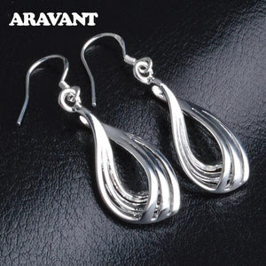 925 Silver Wave Drop Earrings Wedding Gift