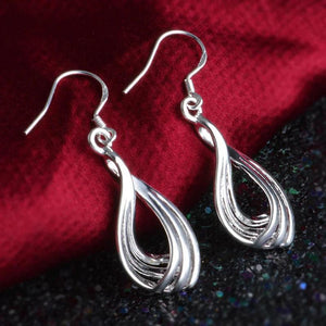 925 Silver Wave Drop Earrings Wedding Gift
