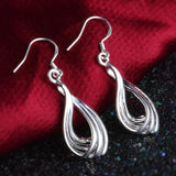 925 Silver Wave Drop Earrings Wedding Gift