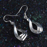 925 Silver Wave Drop Earrings Wedding Gift