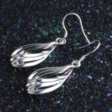 925 Silver Wave Drop Earrings Wedding Gift