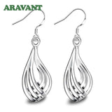 925 Silver Wave Drop Earrings Wedding Gift