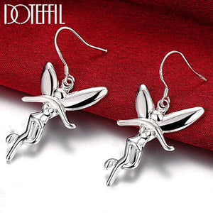 925 Silver Dancing Angel Drop Earrings, Women's Wedding Gift