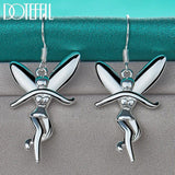 925 Silver Dancing Angel Drop Earrings, Women's Wedding Gift